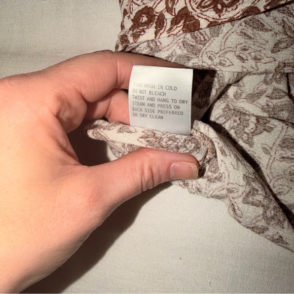 Rachel Zoe Brown Floral Square-Neck Boho Blouse with Lavender Trim - Picture 6 of 7